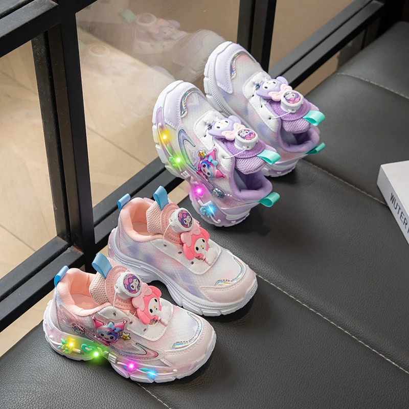 

Kids'Casual Shoes Sneakers PU Leather Led Light CartoonMy Melody Spring Shoes For Girls Anti-slip Pink Pruple Shoes Size 23-36