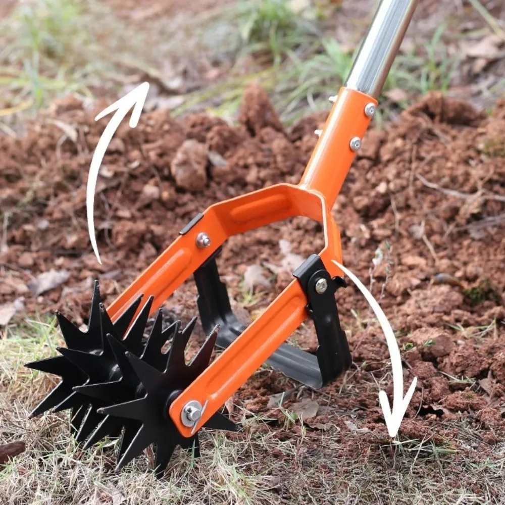2-in-1 Rotary Garden Tiller Portable Efficient Weeding and Soil Loosening Garden Cultivator Labor-saving Gardening Hand Tools