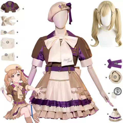 Anime BanG Dream! Arisa Ichigaya Cosplay Costume Poppin'Party Coffee Color Lolita Princess Dress Wig Woman Birthday Party Suit