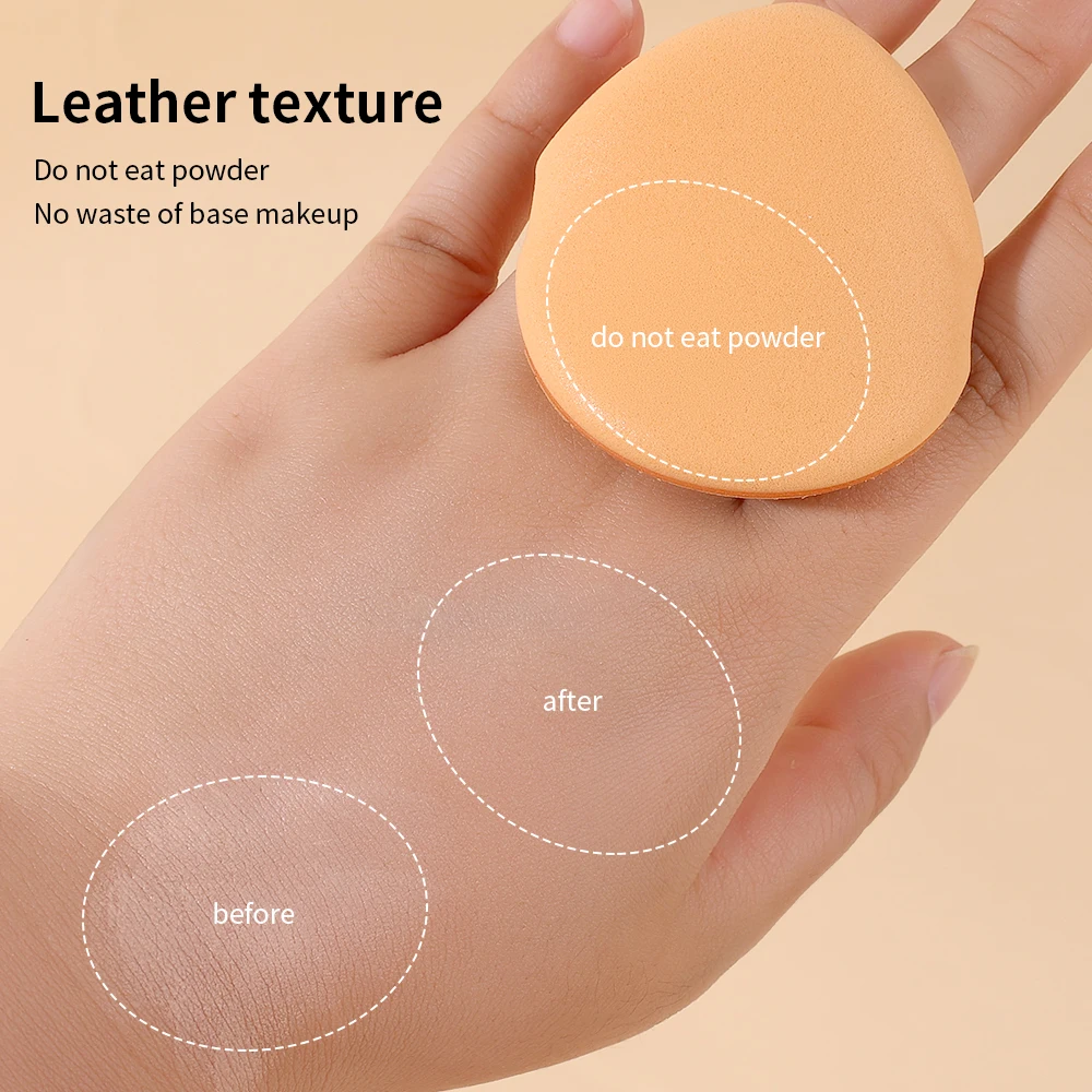 Leather Triangle Round Powder Puff Make Up Sponges for Face Eyes Contouring Shadow Seal Cosmetic Foundation Makeup Tools 1PCS