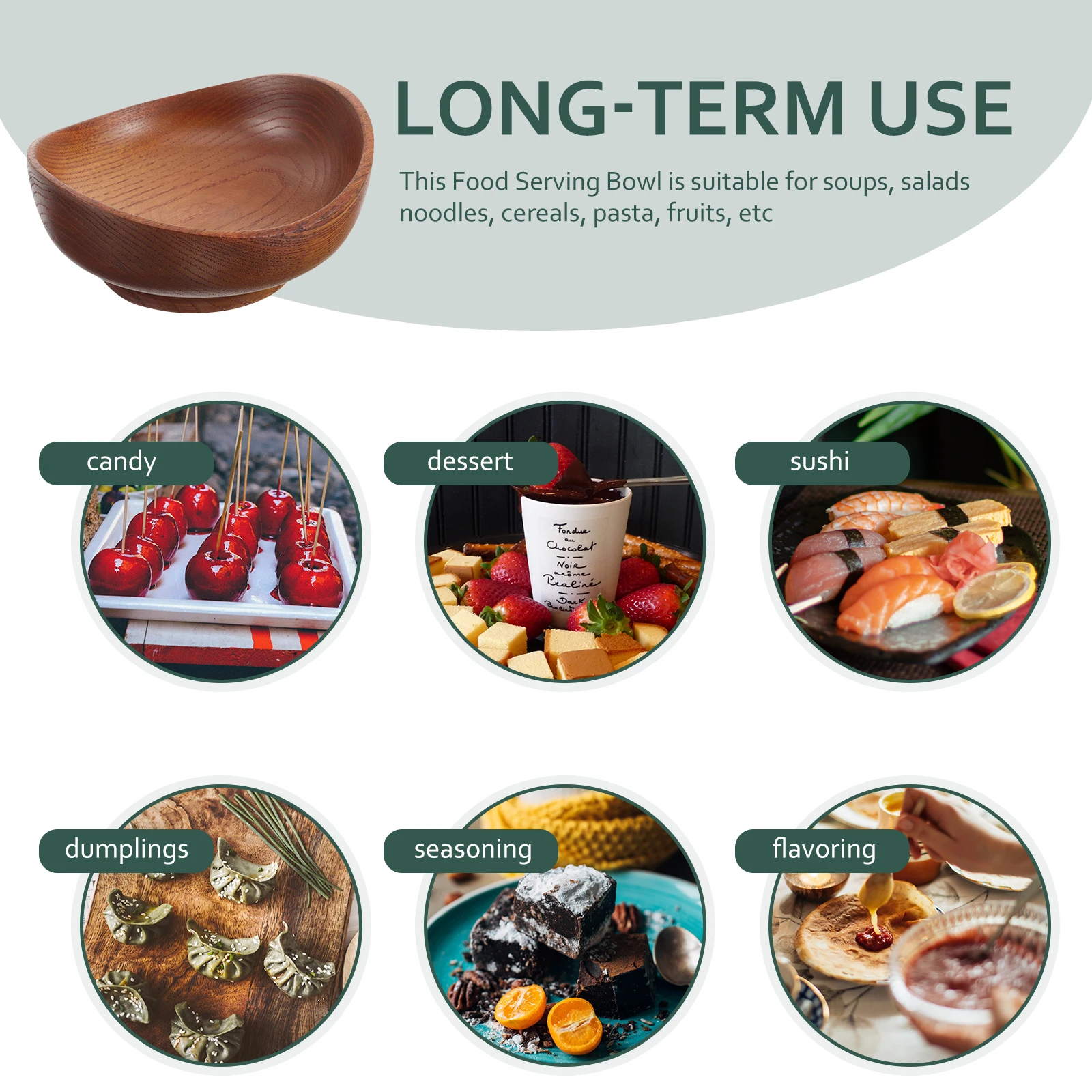 

Rustic Wooden Bowl Multi-Function Seamless Design for Salad Soup Fruit Serving Food Bowl Acid Jujube Wood Texture