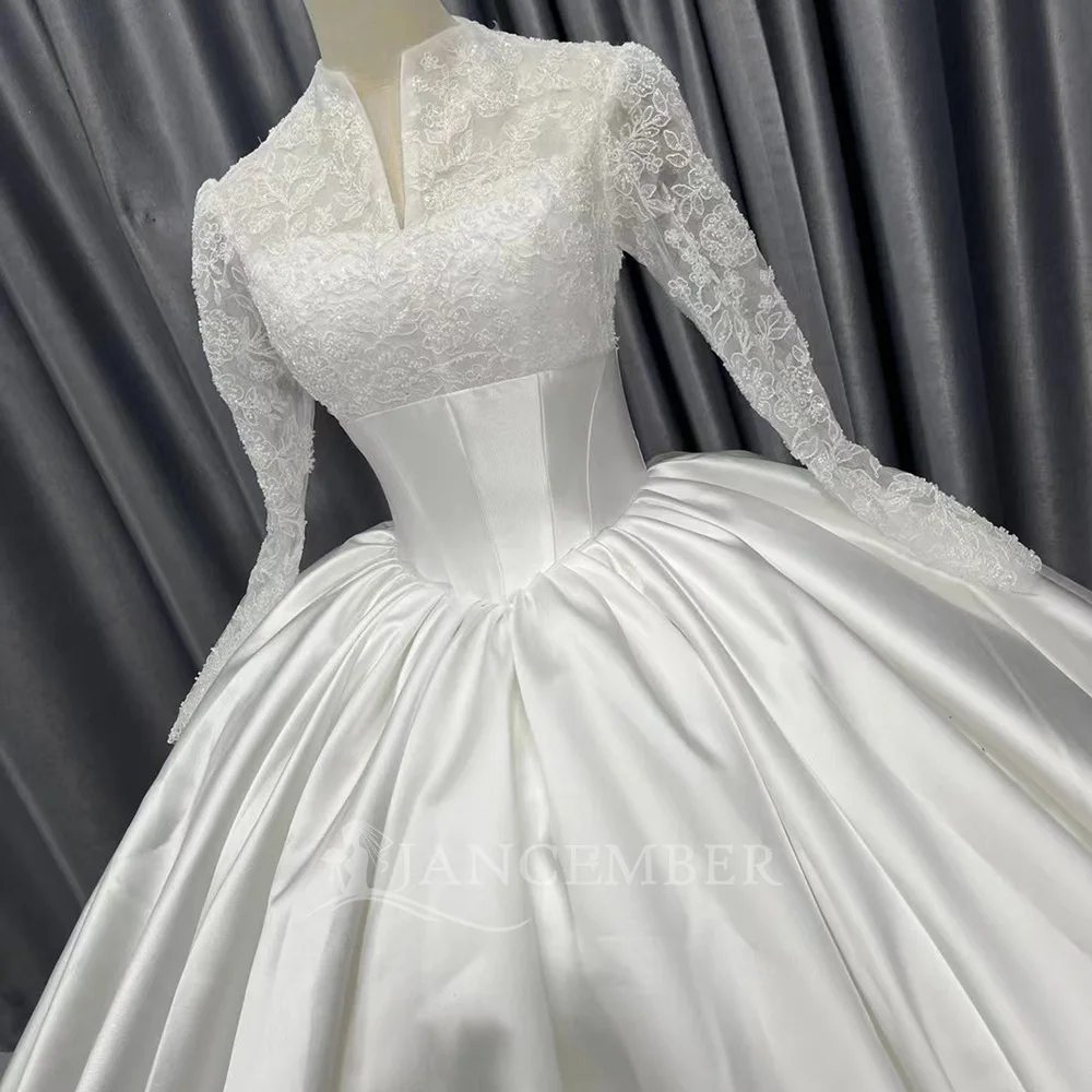 Customized Shiny Princess 2025 New Design Bohemian Wedding Dresses Satin Promotion Long Sleeves Bridal Gowns Vestido De Novia