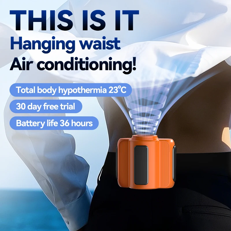 

Вентилятор с зажимом на талии Портативный мини-подвесной вентилятор на шею USB Перезаряжаемый вентилятор Маленький уличный поясной вентилятор для кемпинга со светодиодной подсветкой Power Bank