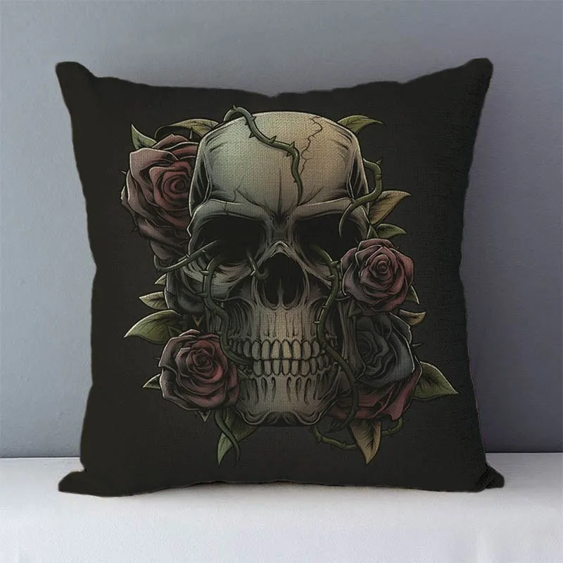 Post-modern style couch cushion cover Skull printed home decorative pillows square size 45x45cm seat back cushions pillowcase