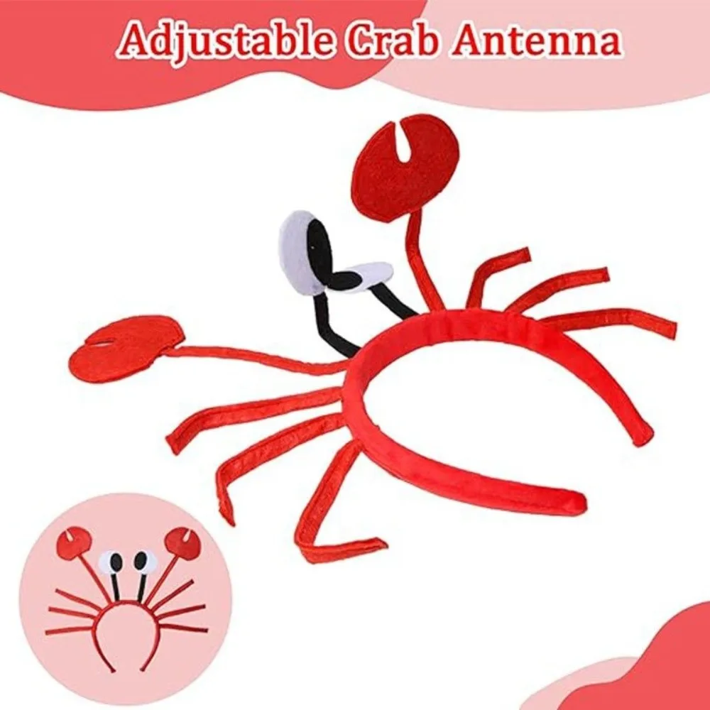 Performance Props Cartoon Crab Headband Animal Character with Gloves Red Lobster Costume Set Red Skirt Animal Headgear Women