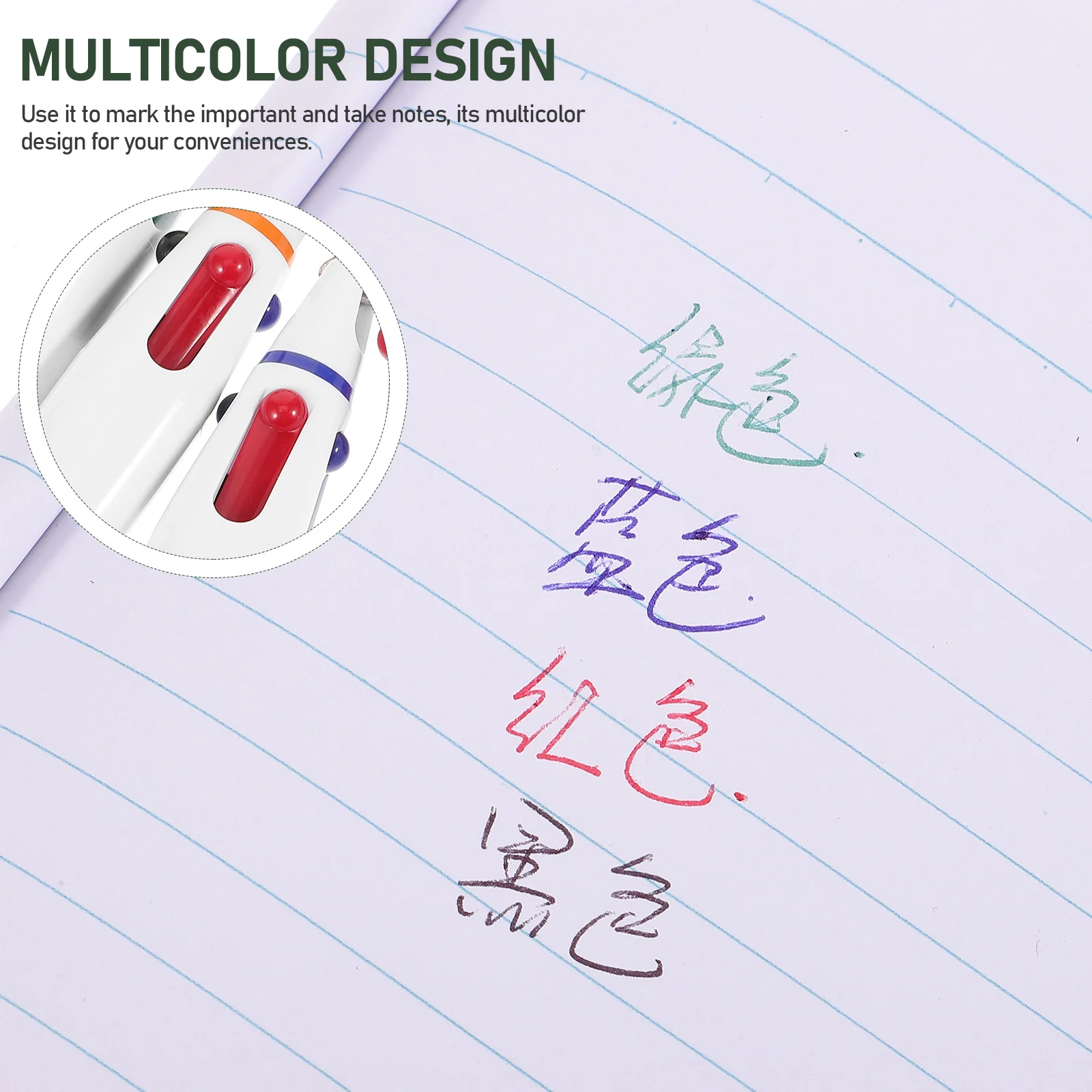 

10pcs Four-color Ballpoint Pens Lanyard Retractable Multifunction Colorful Kids Nurse School Office Supplies Writing Tools