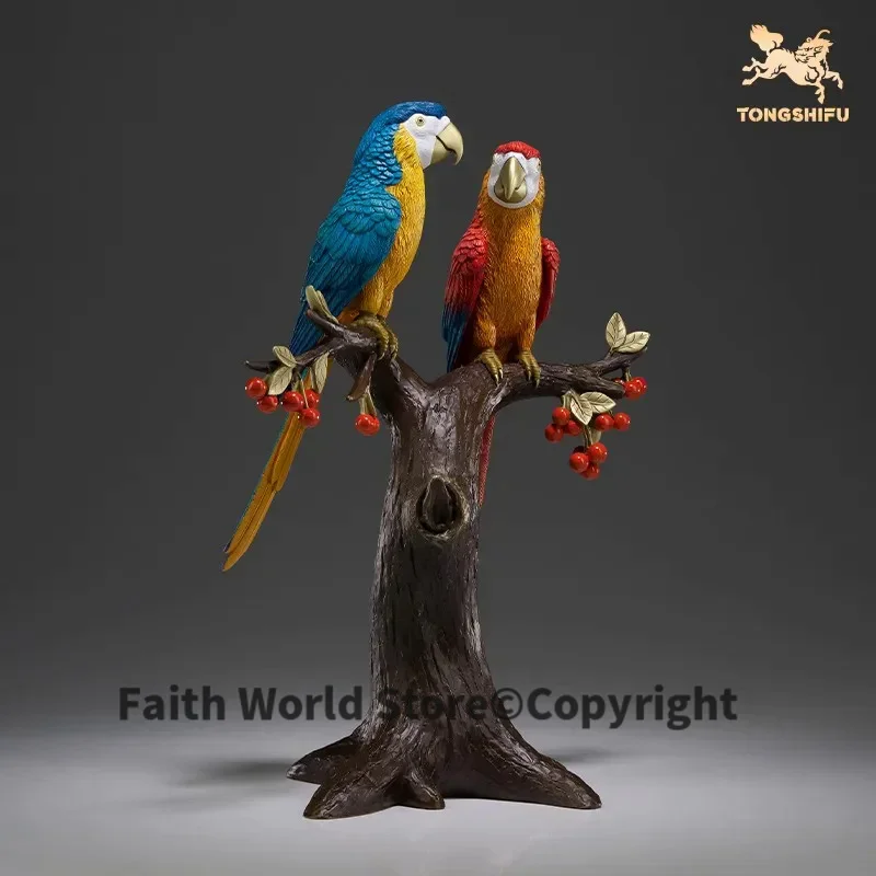 Amazing ART 2025 HOME Company BAR good luck Love symbol Decoration High grade copper Auspicious Parrot birds sculpture