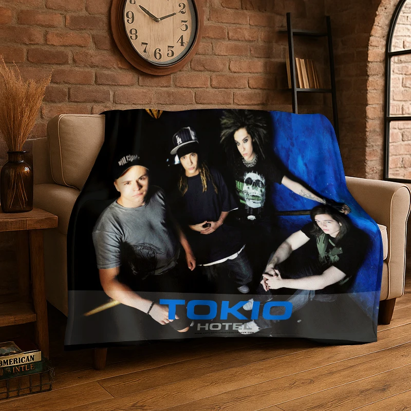Rock Band Tokio Hotel Bill Kaulitz Flannel Blanket Soft Warm Throw Blanket for Bedroom Living Room Bed Travel Camping Picnic
