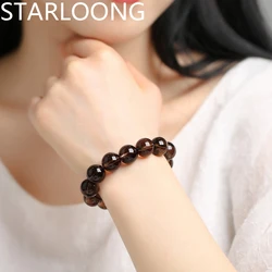 RUILONG Fashion Natural Smoky Quartz Stone Bracelet 6/8/10MM Round Beads Jewelry Sweet Color Charm Bracelet Wristband Gift