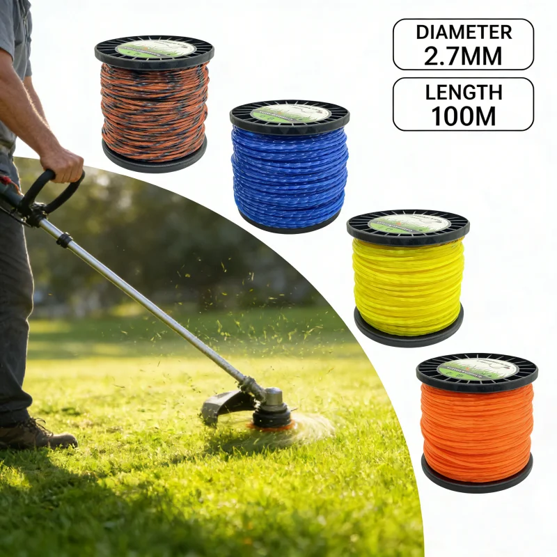 

LUSQI High Strength 2.7mm Trimmer Line 100M Spiral Reel 4 Colors For Garden Weed Eater Brushcutter Power Tools Accessories