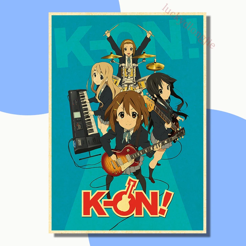 Japan Classic Anime Poster Music K-On Posters Retro Kraft HD 4K Printing Decorative Painting Wall Sticker Home Living Room