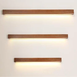 Long Strip LED Sconce Wall Light Bathroom Mirror Walnut Lighting Living Bedroom Aisle Corridor Bedside Decor Sconces Wall Lamp