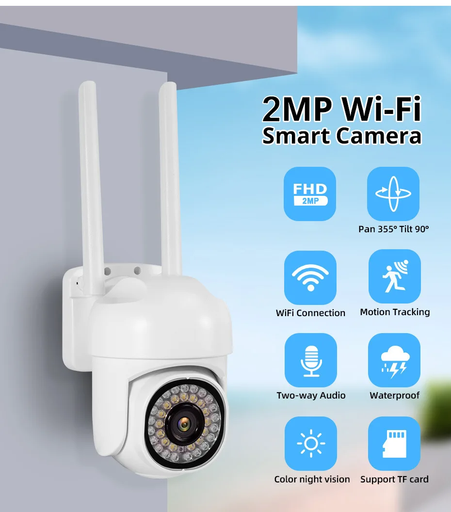 2MP 1080P YIlOT APP  Full Color Wireless PTZ IP Dome Camera AI Humanoid Detection Home Security CCTV Baby Monitor