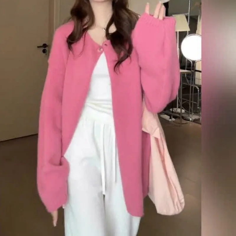 

Gentle Sweater Jacket for Autumn and Winter, Loose and Versatile New Style, One Button Soft and Sticky Cardigan for Women