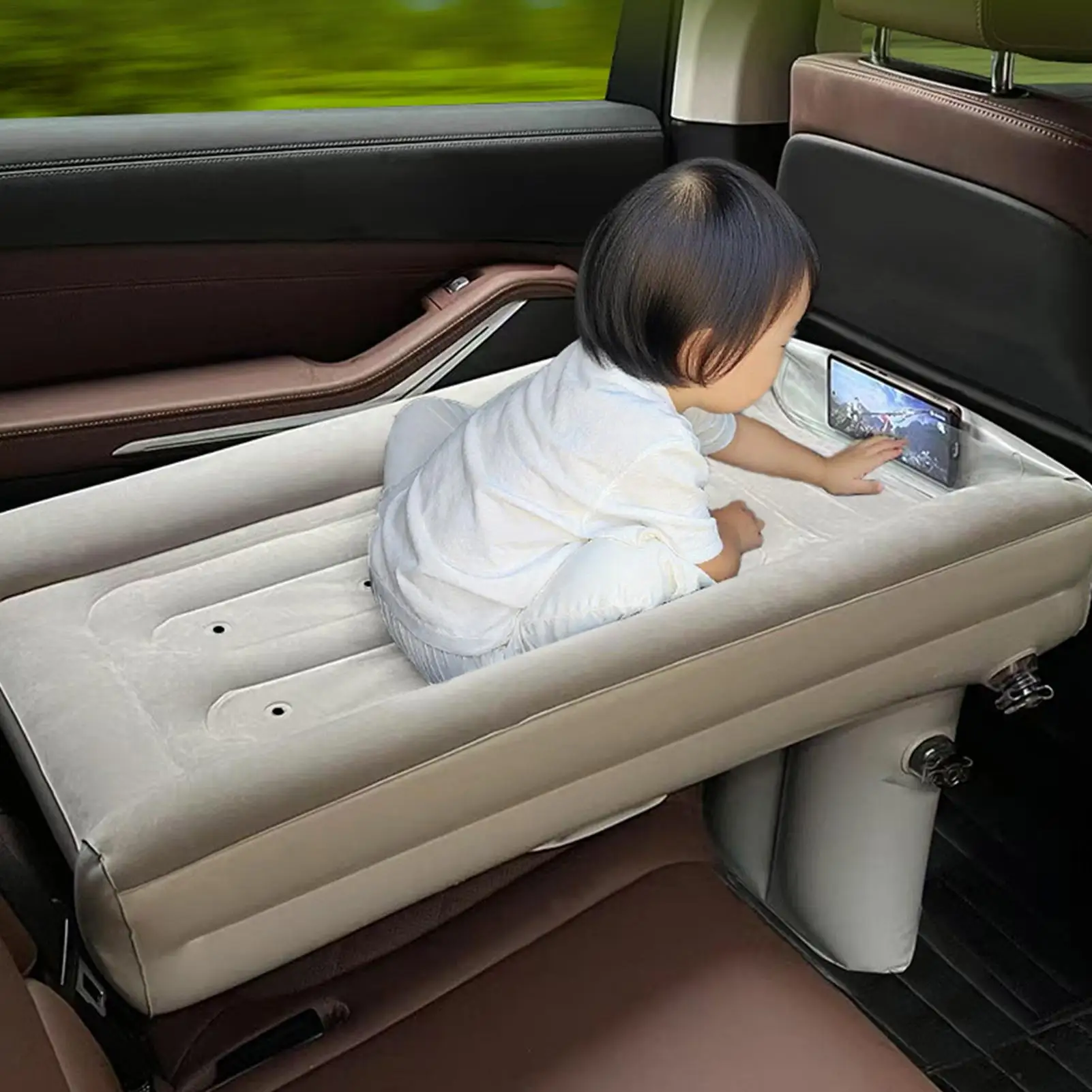 

Надувная автомобильная кровать, надувная спальная кровать с насосом, утолщенный детский надувной матрас на заднем сиденье для кемпинга, пешего туризма, путешествий на открытом воздухе