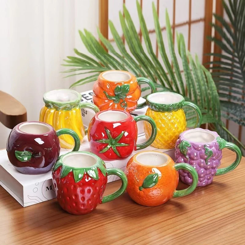 

3D Creative Fruit Shape Ceramic Mug Large Capacity Coffee Breakfast Mug Birthday Gift