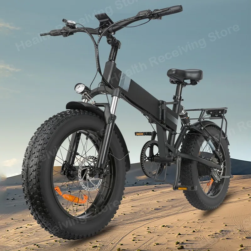 20-inch off-road tire folding electric mountain bike with gear shift assist for off-road and beach use