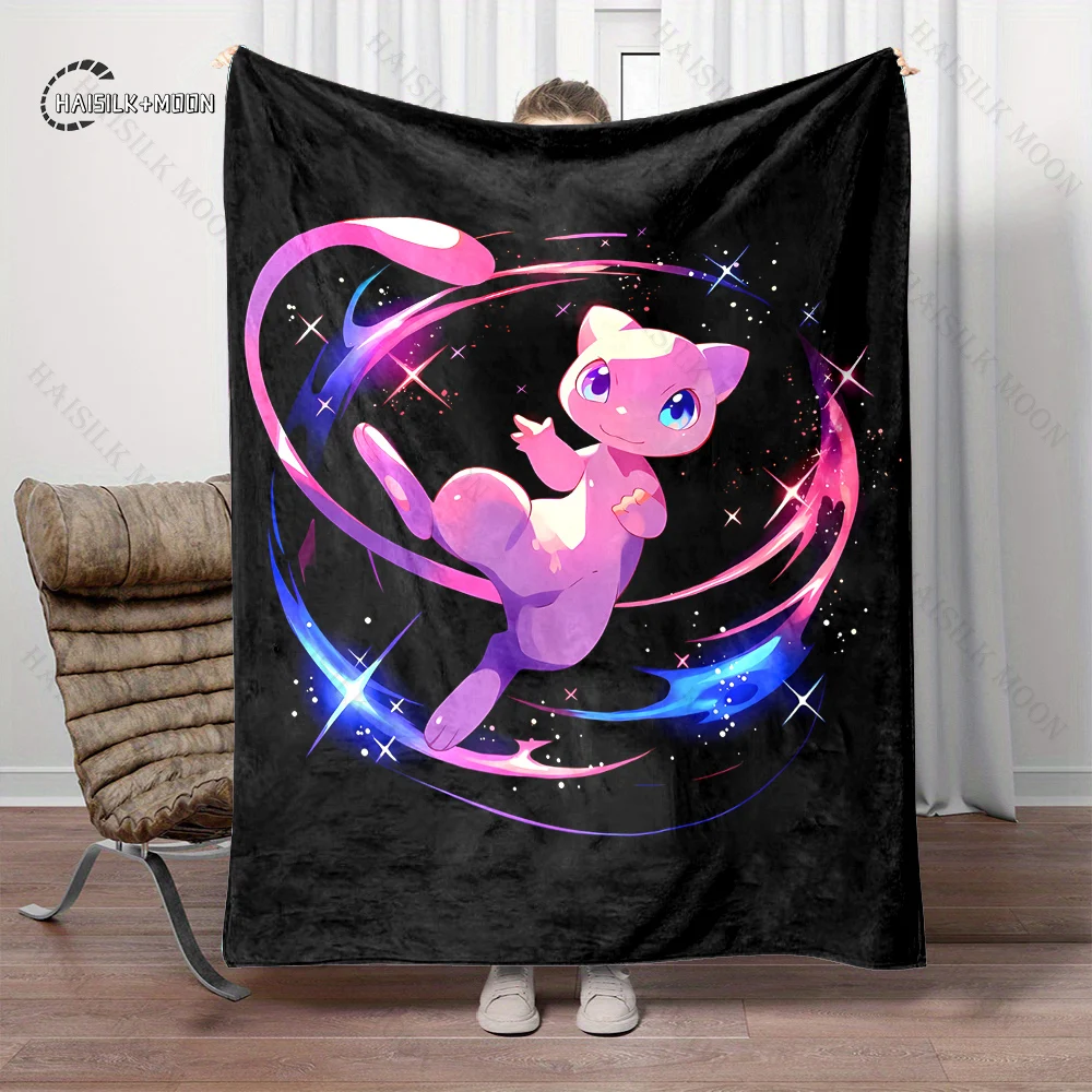 انمي ياباني بوكيمون ميو السفر مخيم لينة رقيق بطانية تكييف الهواء أريكة قيلولة بطانية موسم الشتاء هدية بطانية دافئة