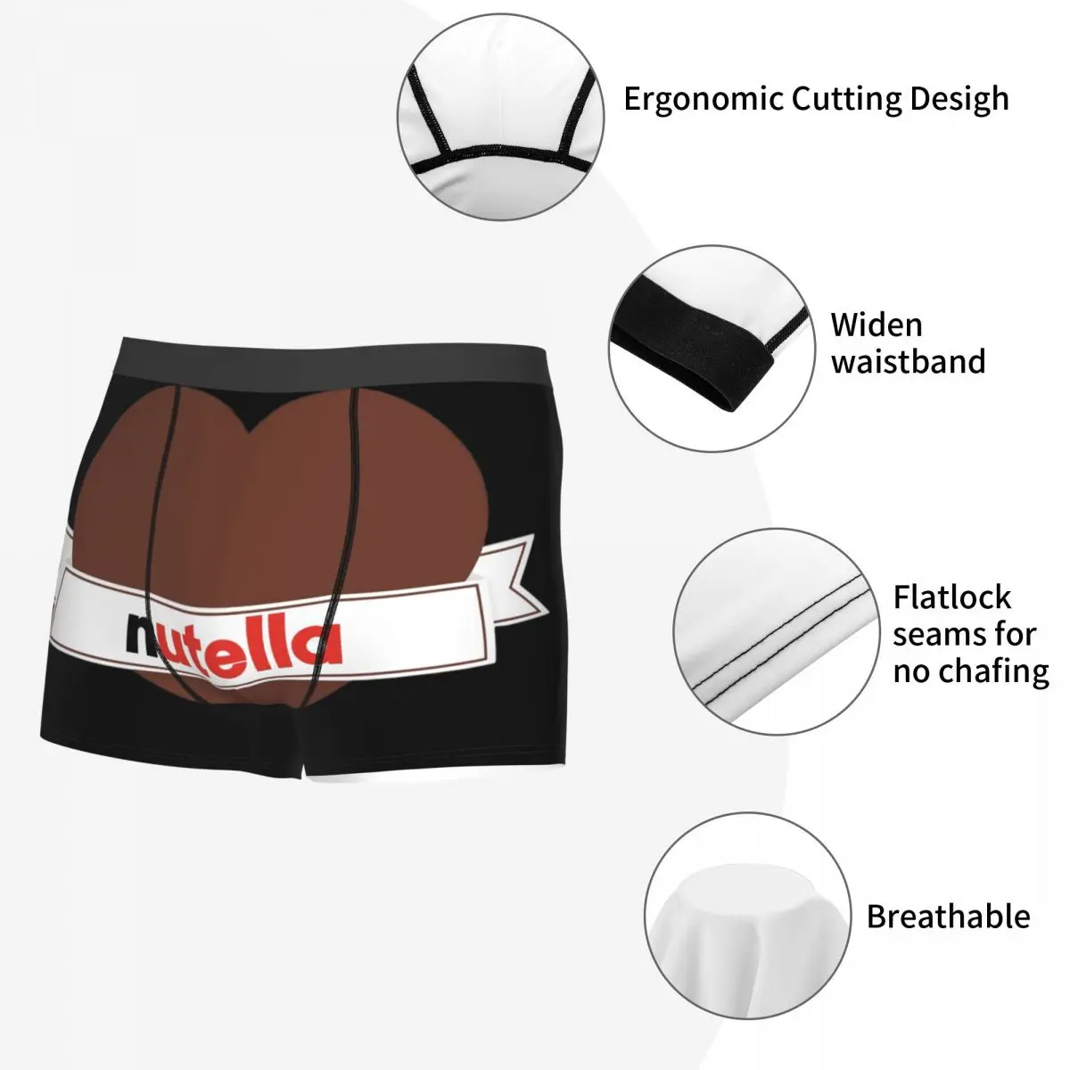 Foods Nutella Cartoon Men\'s Boxer Briefs special Highly Breathable Underwear High Quality 3D Print Shorts Gift Idea