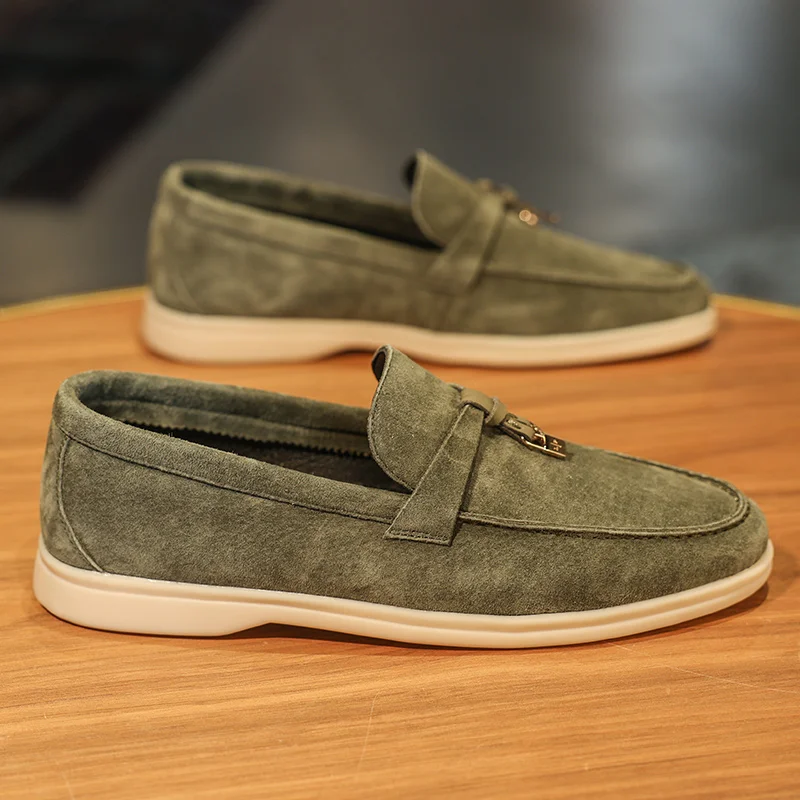 High-quality Luxury Green Moccasins Men Brand Suede Loafers Fashion Tassel Flat Casual Shoes Men Breathable Slip On Shoes 2024