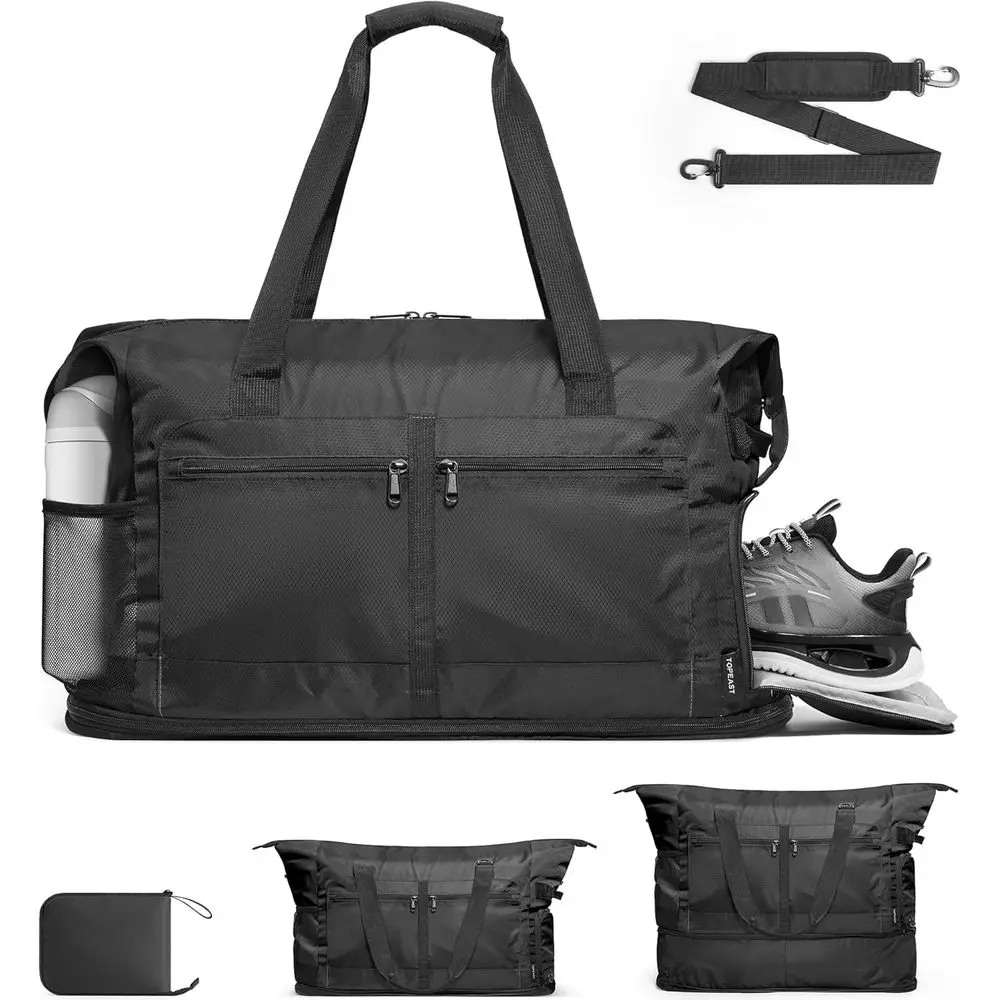 

Складная дорожная сумка TOPEAST для мужчин и женщин, 65-литровая сумка для путешествий на выходные или для поездок, расширяемая, одобренная авиакомпаниями, ручная кладь с возможностью расширения.