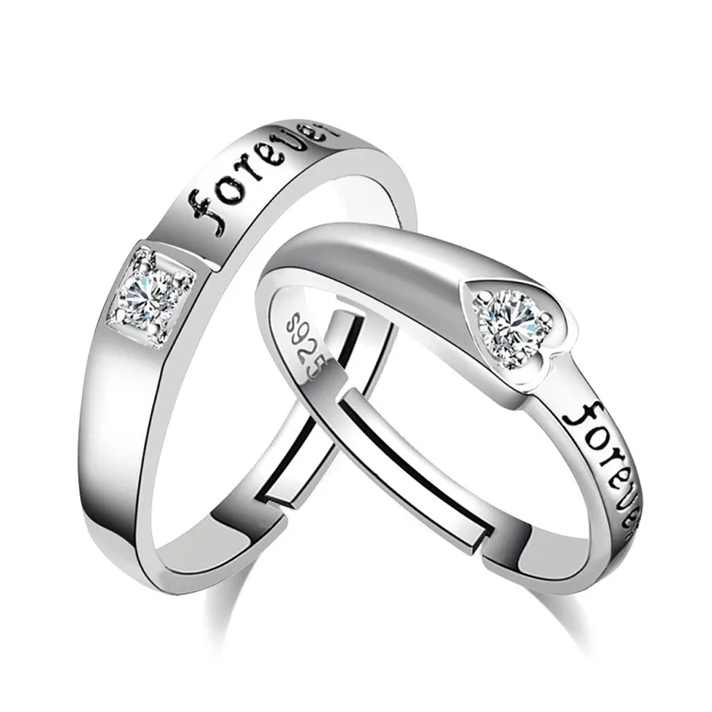 High Quality Gift Jewelry Lady's Fashion Crystal Forever 925 Sterling Silver Couple Rings For Man XY0368