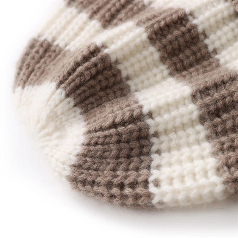 شتاء جديد المرأة عادية مخطط محبوك قبعات من الكشمير عالية الجودة موضة في الهواء الطلق دفئا قبعة صغيرة الإناث لينة التحوط قبعة #5