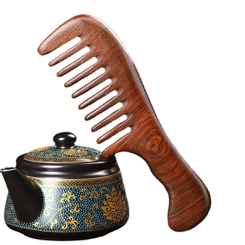 Black Sandalwood Wide Tooth Comb for Curly and Long Hair Home Massage Anti Hair Loss Scalp