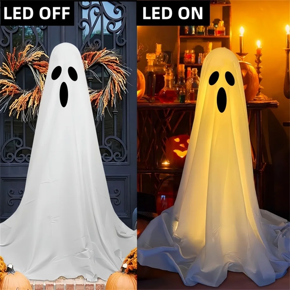 2024 New Halloween Decoration LED Glow Ghost Front Porch Courtyard Horror Standing Ghost Outdoor Party Props Atmosphere