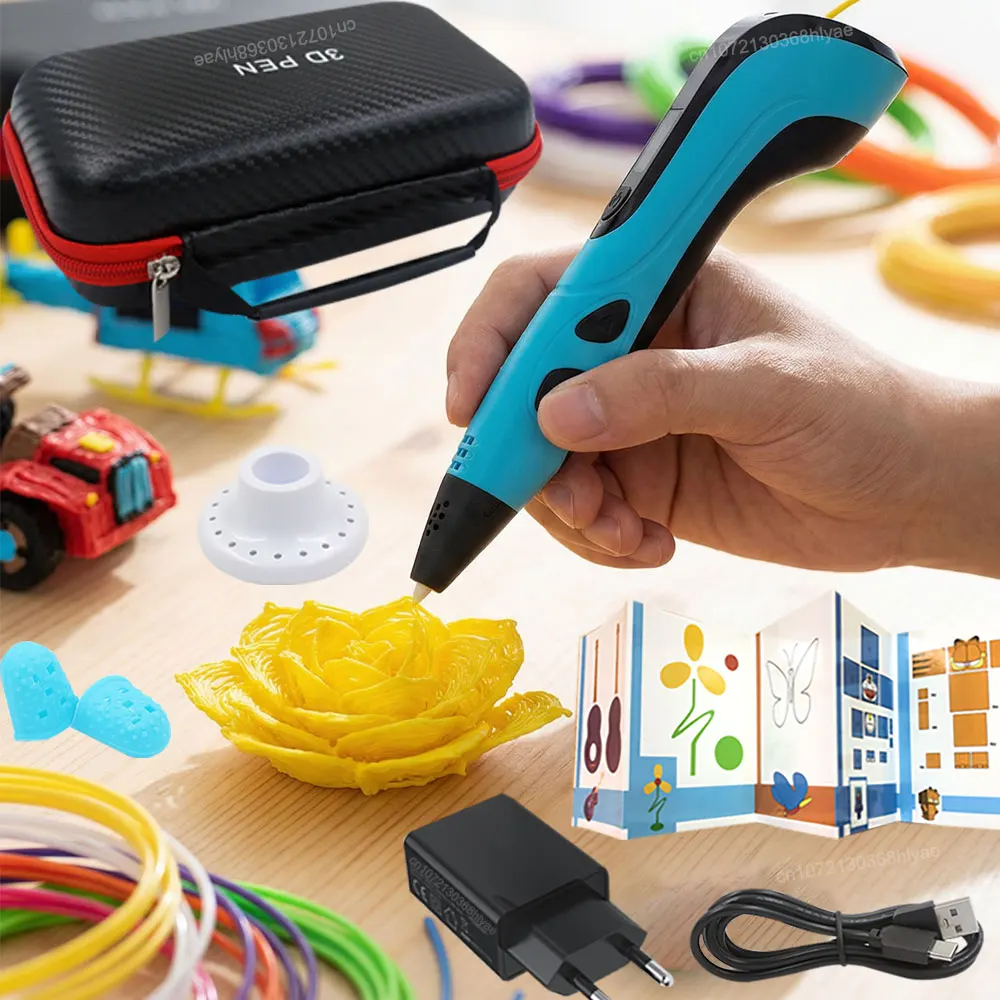 

Новая детская 3D-ручка с адаптером питания, ЖК-дисплеем, дорожным чехлом, PLA-филаментом – идеальный подарок на День рождения или Рождество, любимый детьми