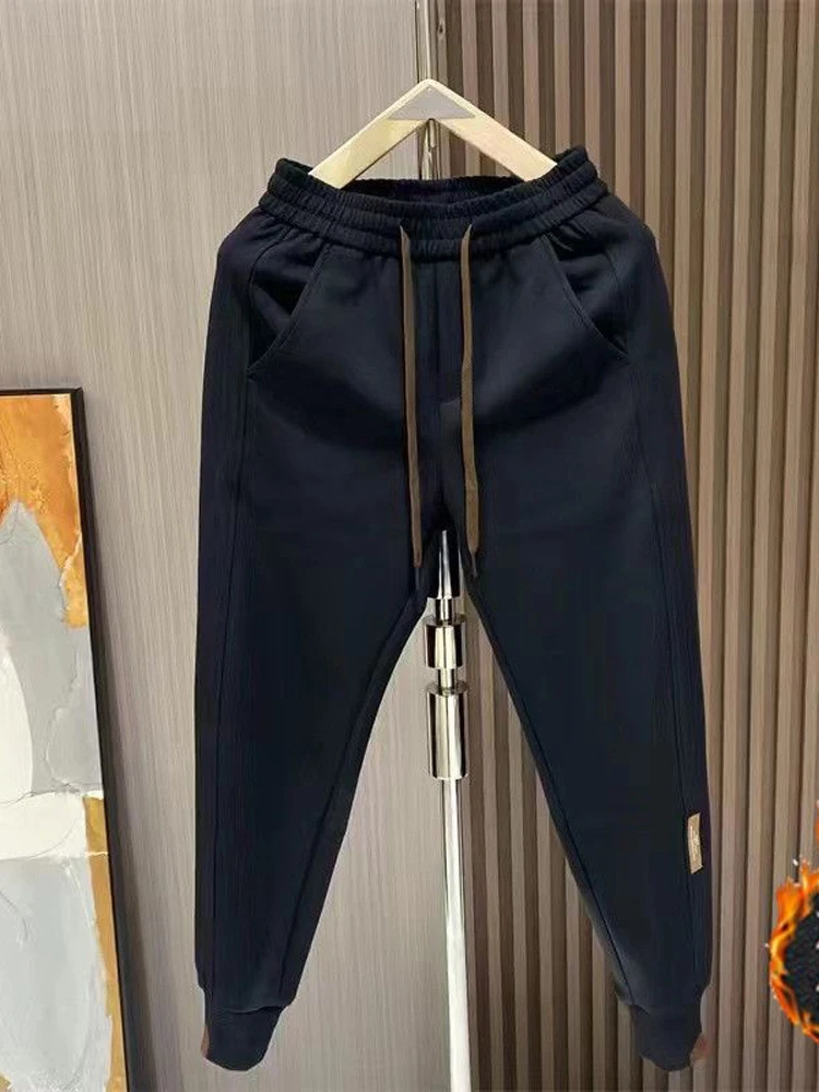 

Мужские спортивные штаны на эластичной подкладке, облегающие мужские спортивные штаны, зимние спортивные брюки с эластичной резинкой на талии, повседневные молодежные брюки