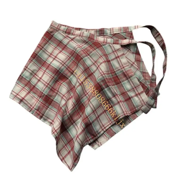

Adult Kids Plaids Skorts Skirts Summer Asymmetrical Mini Skirt Casual High Waist Tie Front Pleated Skirt Streetwear Gifts 066C
