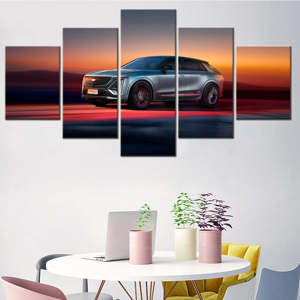 5 Pieces Canvas Wall Arts Poster Paiting Cars Cadillac Lyriq-V 2025 Wallpaper home Decor Picture Printing Interior Artwork Mural