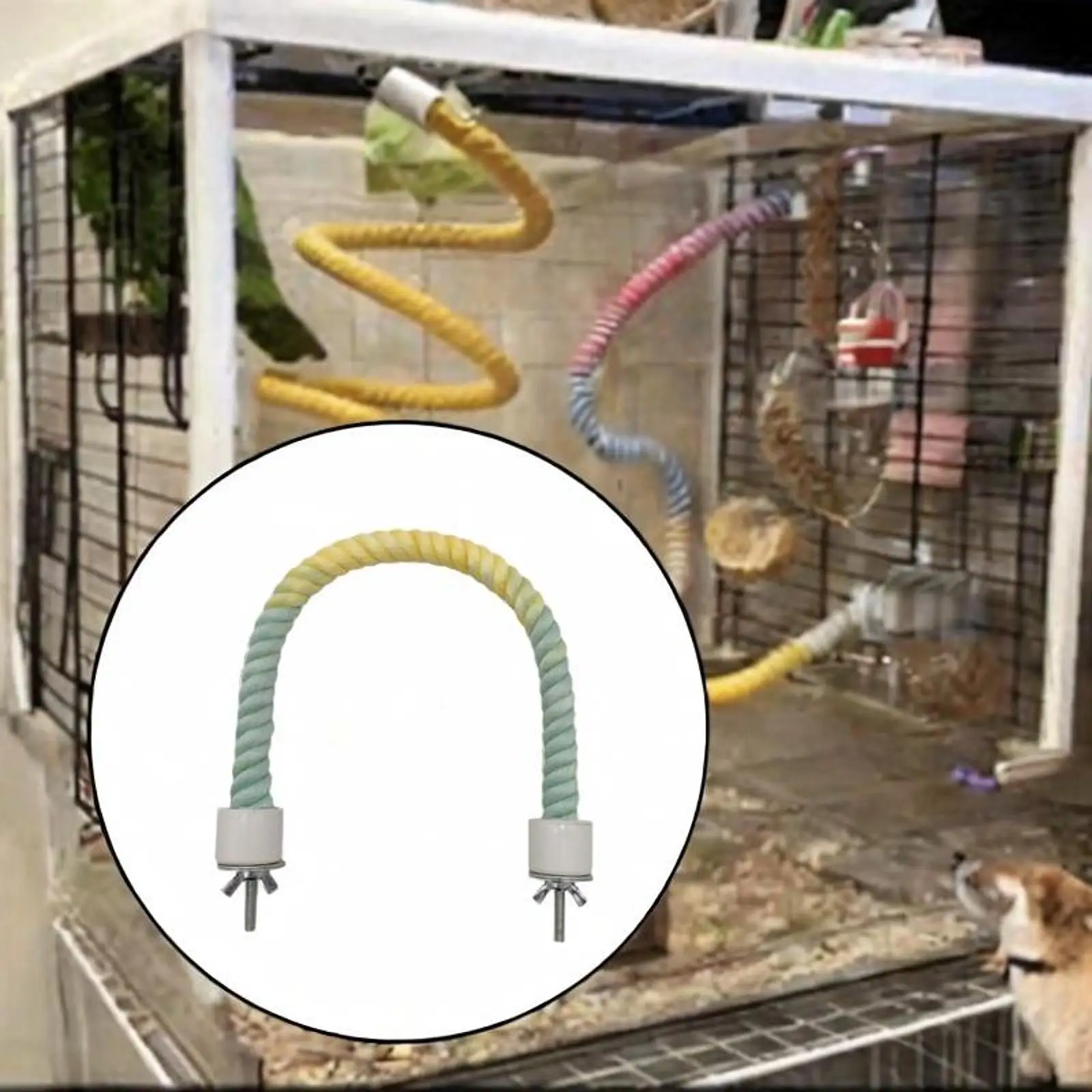 Bird Rope Toy Pet Birds Activity Center Cage Accessory Parrot Swing Rope for Finches Conures Small to Regular Size Birds