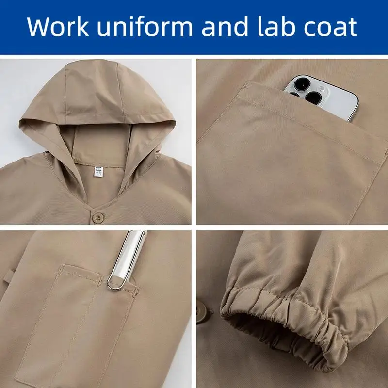 Men Women Factory Workshop Mechanical Clothing Long Robe Work Clothes Waterproof Anti-static Welder Clothes Coat Custom LOGO