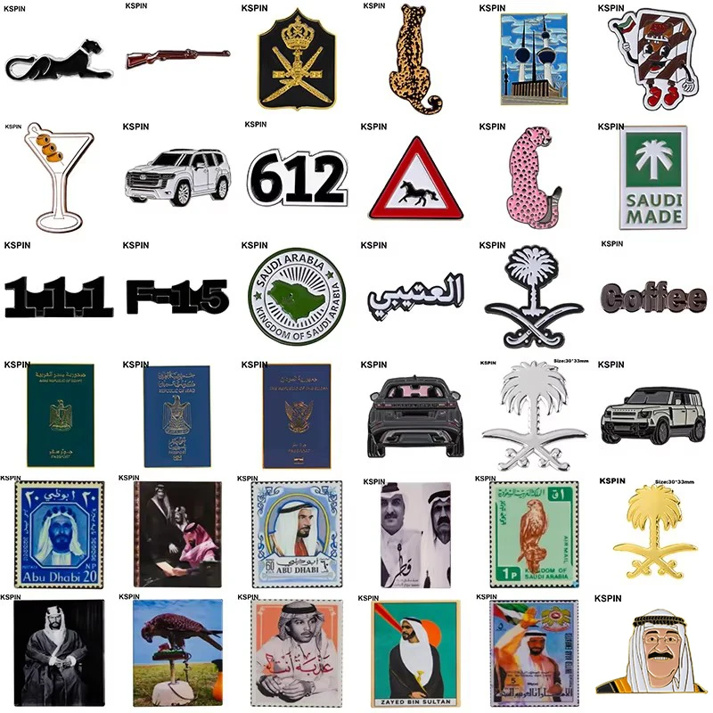 Saudi Arabia Middle East Mobile Photo 3M Sticker Badge Metal Pin Broooches Pins