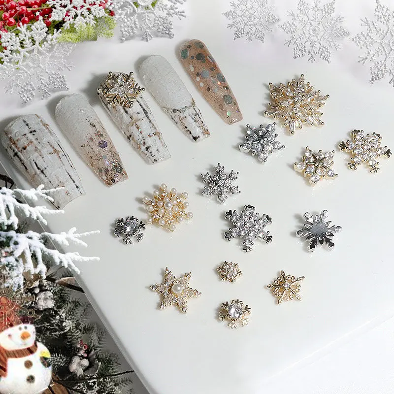 ラインストーン,マニキュアアクセサリー,ネイルアート,ジュエリー,装飾品用の豪華なクリスマスとスノーフレークラインストーン10個のセット