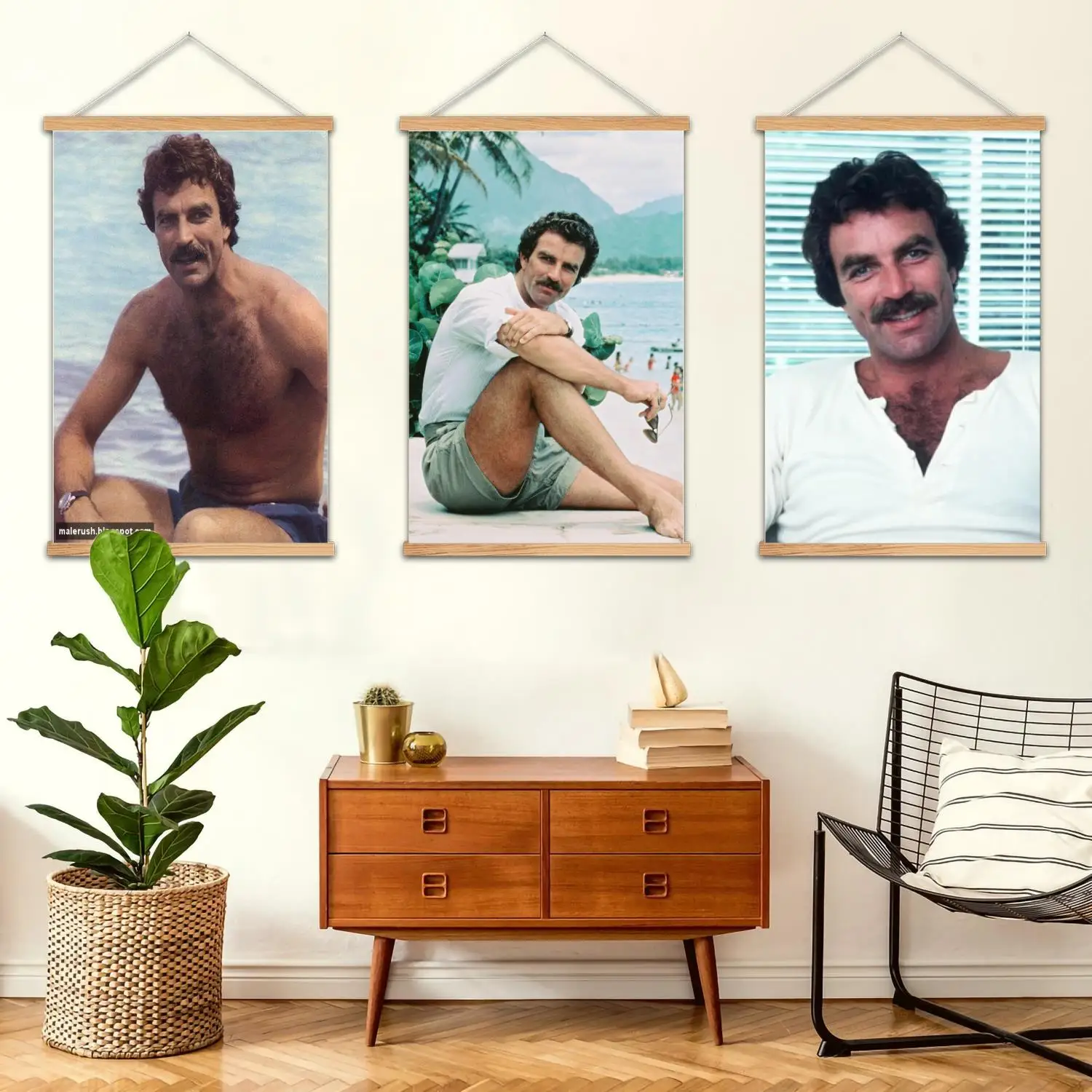 توم سيليك الممثل مؤطرة جدار اللوحة قماش ملصق فني وفن الحائط، الأسرة الحديثة، ديكور غرفة النوم، اللوحة الزخرفية