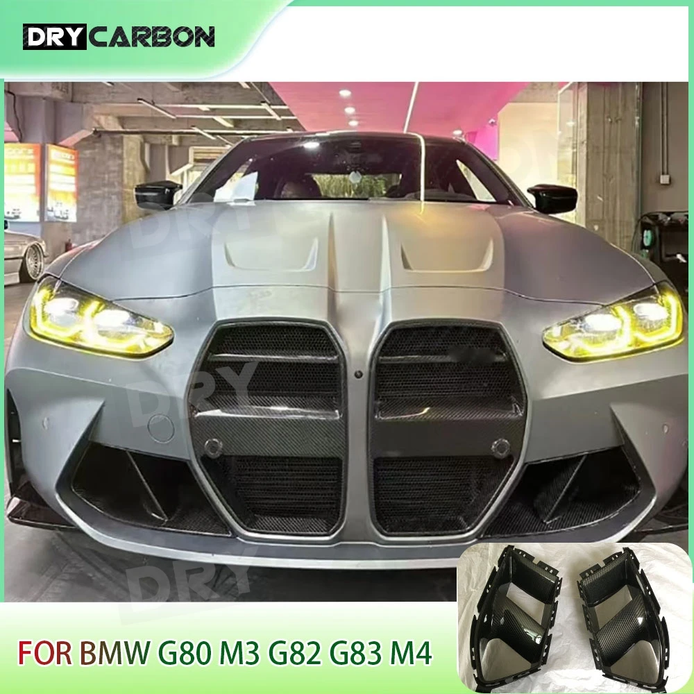 

Для BMW 3 серии G80 M3 для 4 серии G82 G83 M4 2021+ Сухой передний бампер из углеродного волокна, крышка вентиляционного отверстия, накладка на противотуманную фампу, сетчатая решетка FRP