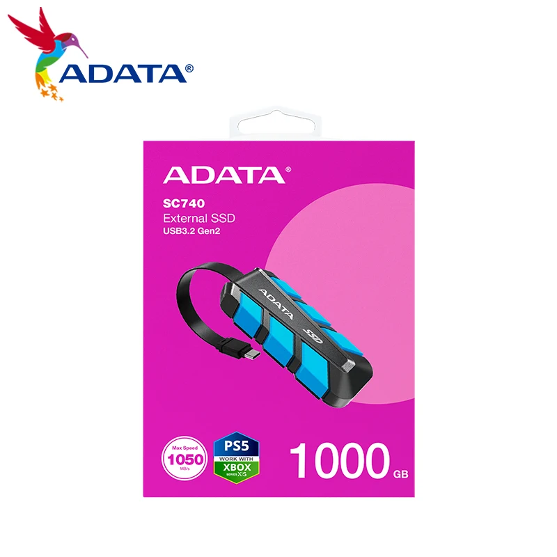 ADATA portabel Slid State Drive 500GB 1000GB USB3.2 Gen2 TYPE-C SC740 eksternal SSD hingga 1050MB/dtk baca Hard Drive untuk ponsel PC