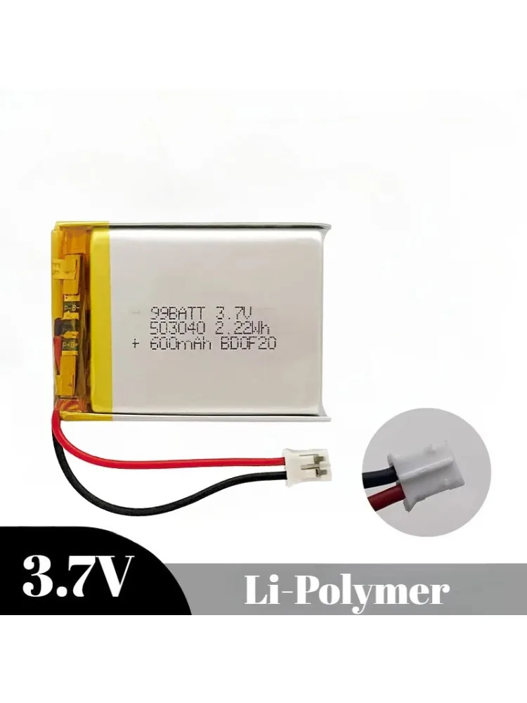 Akumulatory LIPO 3,7 V 600 mAh 503040 053040   Akumulator litowo-jonowy do głośników, radia, magnetowidów, LED, GPS, akumulatorów — zdjęcie produktu 7
