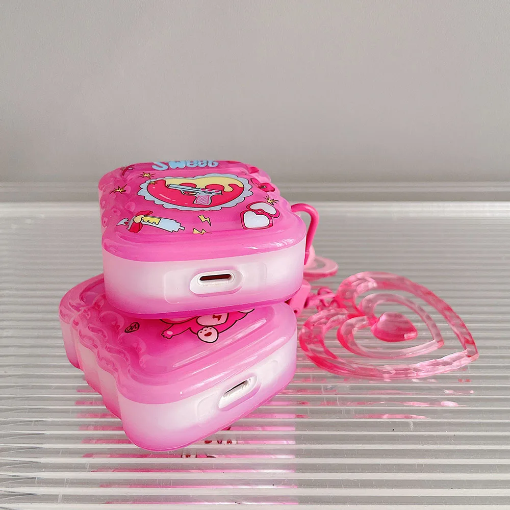 かわいいハート柄イヤホンケースairpodsためairpod 3ケース愛ペンダント用ポッドプロ2ソフトシリコン保護ボックス
