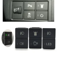 Dual Switch Car LED Light Power Front Rear Fog Light Radar Parking Sensor Recorder 360° Switch Button with Wire for Honda