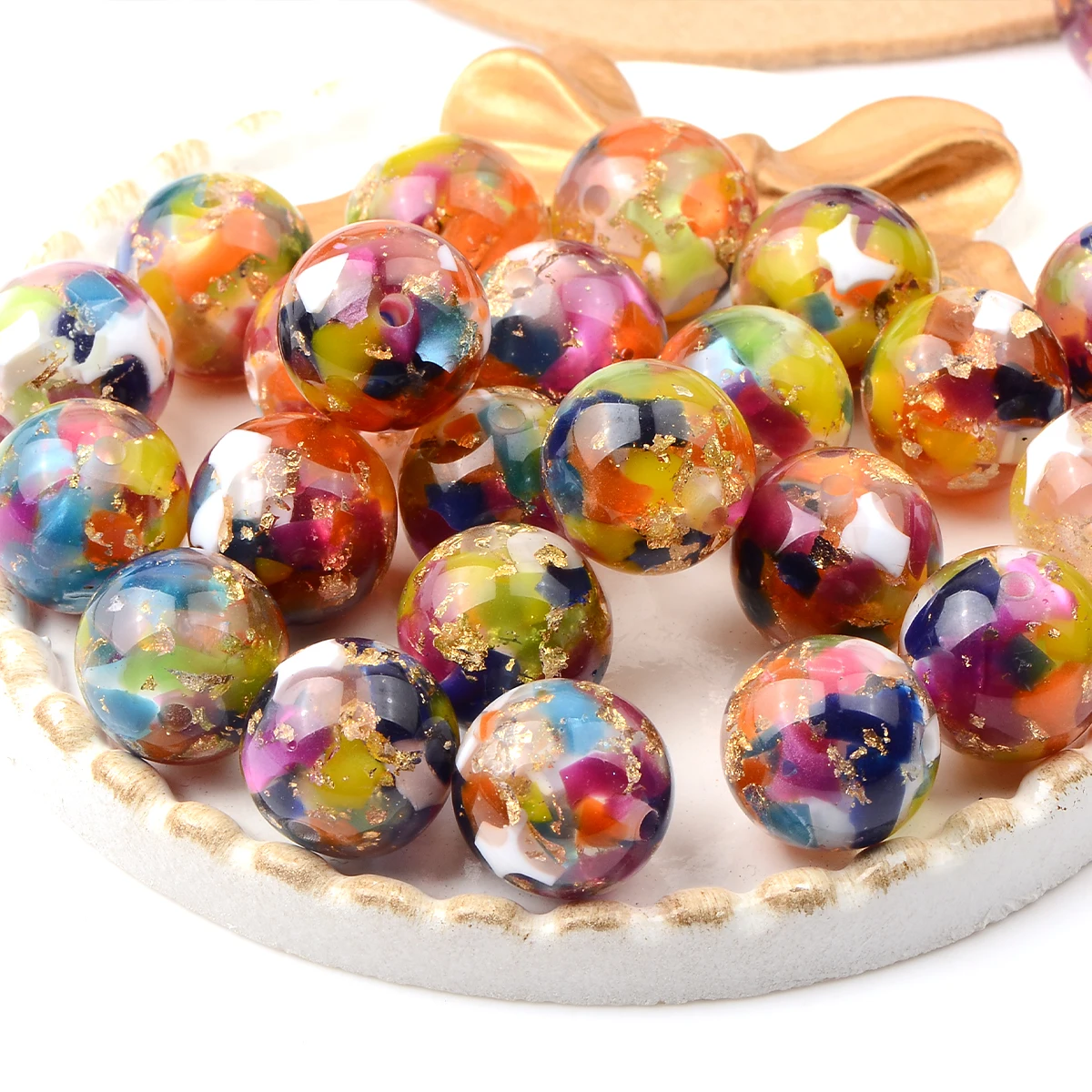 10pcs Vintage Multicolored Acrylic Beads for Jewelry Making Charm Loose Beads DIY Bracelet Necklace Earring Keychain Pen Gifts