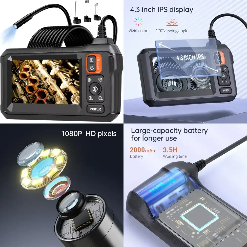 

2.7cm Short Module 4.3Inch 8LED Light Sewer Pipe Inspect Portable Professional Borescope Video Industrial Rigid