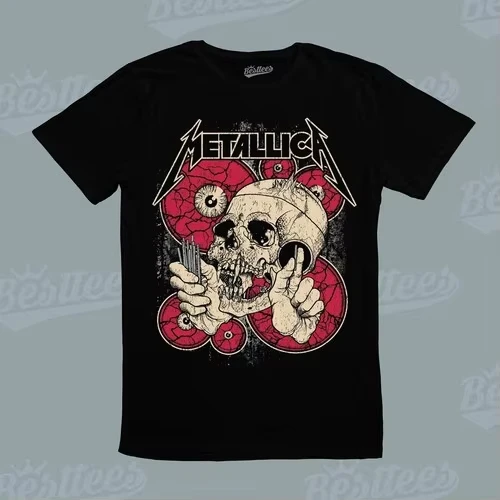 METALLICA Skull Grenade Cross-Bone Heavy Metal Rock Music Band Tee T-Shirt