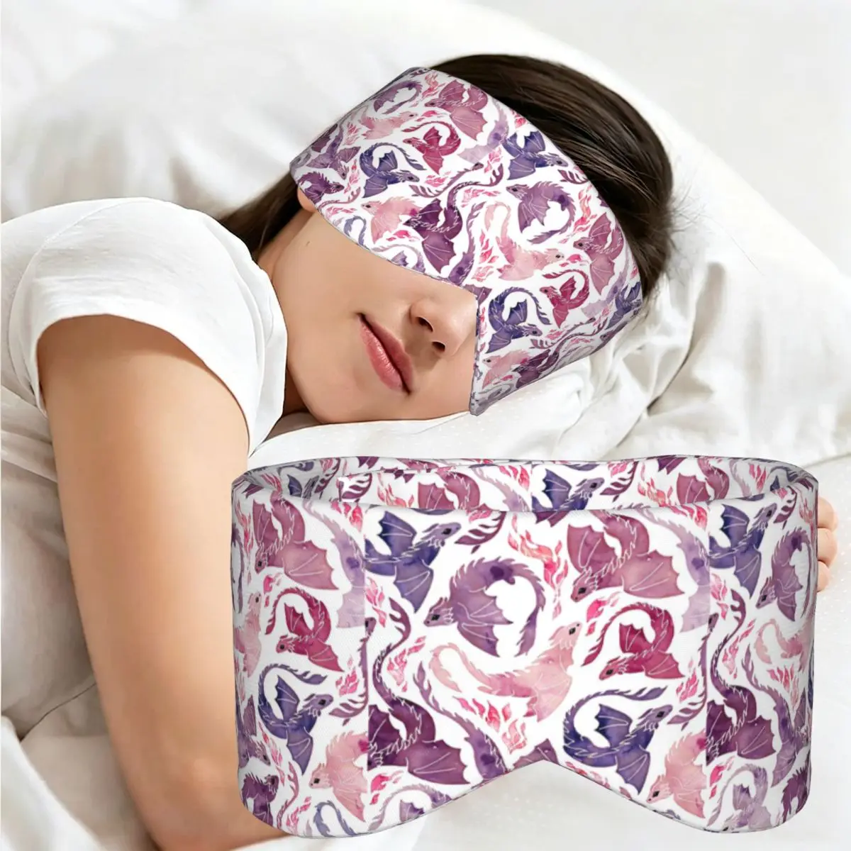 Dragon Fire Pink & Purple sleep eye mask Light Blocking Portable Eye Cover for Girls Boys Office Nap Party Eyeshade eyepatch view 2