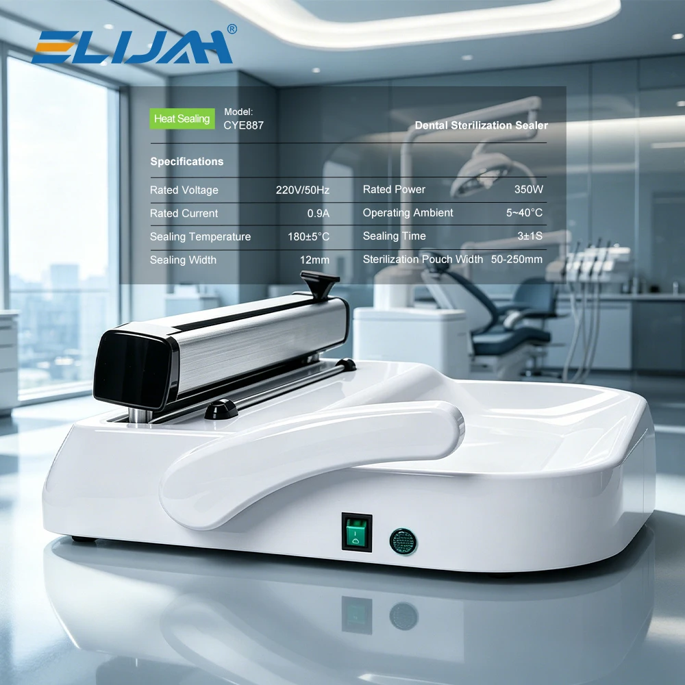 Dental Sterilization Sealer Machine Heat Sealing 12mm Width with Cutter for Autoclave Pouches Medical Sterilization Pouch Sealer