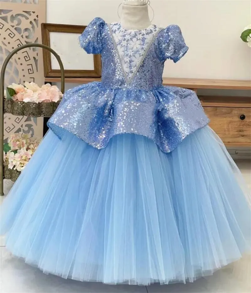 

Cinderella Costume Flower Girl Dress for Wedding Ball Gown Kid Puffy Infant First Birthday Dress Party Christmas New Year Gown