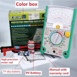 Pro'skit-Analoge Multimeter, MT-2017, Veiligheidsstandaard Beschermende Functie, Ohm Testmeter, Gelijkstroomspanningsstroom, Origineel